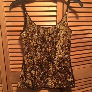 Love J. Black and Gold Embellished Tank Top